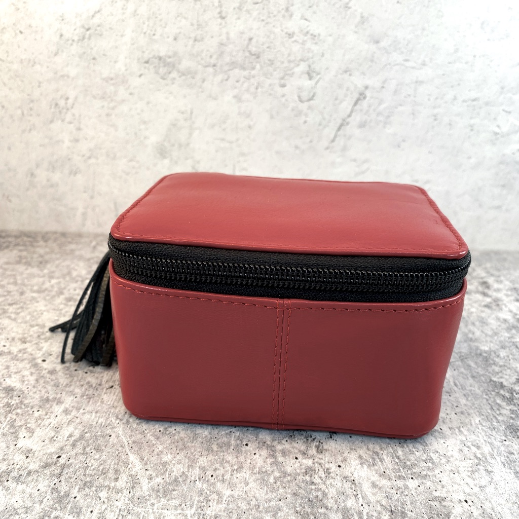 Red Leather Travel Jewelry Case